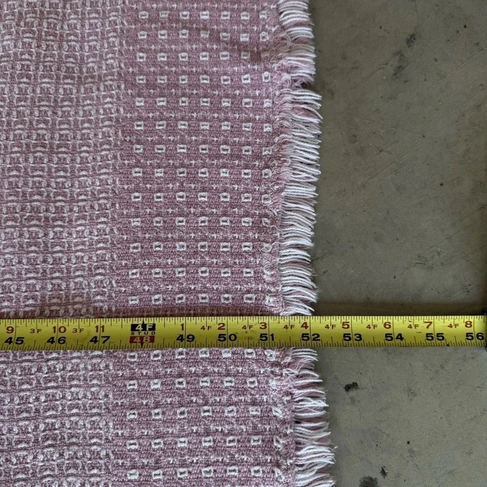Vintage Cotton Waffle Knit Blanket 73x53 Oval Pink Nursery Baby‎ Girl Shower